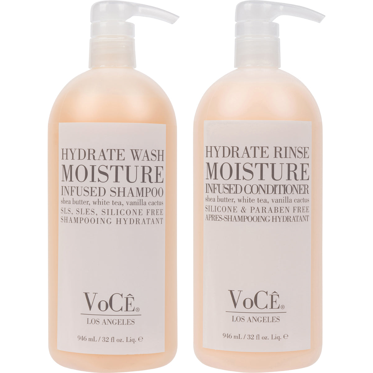VoCÊ I Natural Hydrating Shampoo for Dry, Frizzy Hair | Moisture-Infused Vegan Shampoo for Normal to Thick Hair | Non-Toxic, Cruelty-Free with Shea Butter, White Tea, Vanilla Cactus (32oz)